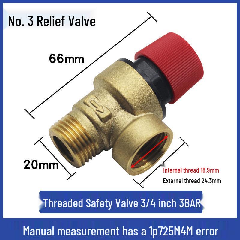 Universal Brass Pressure Relief Valve for Wall-Mounted Boilers, 4 Points, 3 Bar