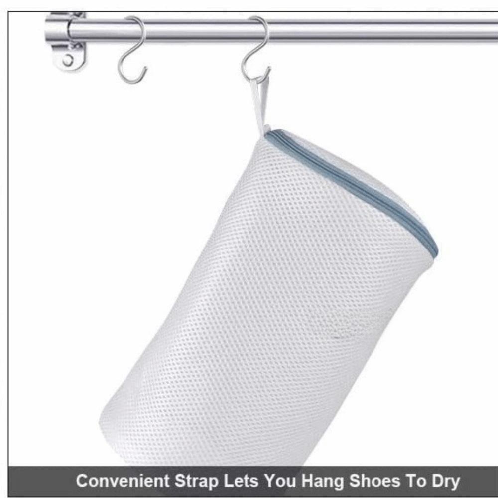 Strong Non-Woven Fabric Shoes Wash Bag Mesh Durable Net Pocket with Zipper Washing Laundry Bag Gym Shoes
