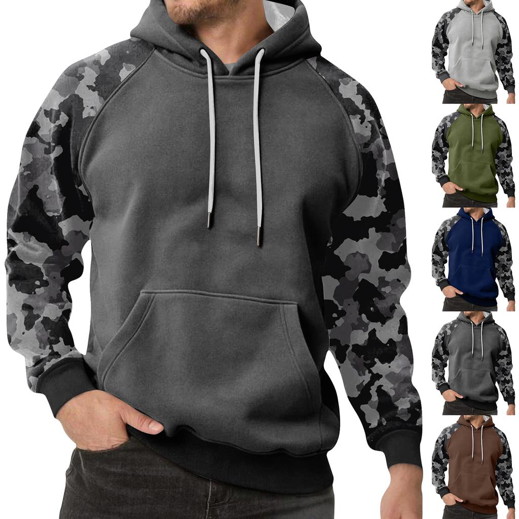 Pánská maskáčová mikina s kapucí Pánská sportovní nadměrná ležérní mikina