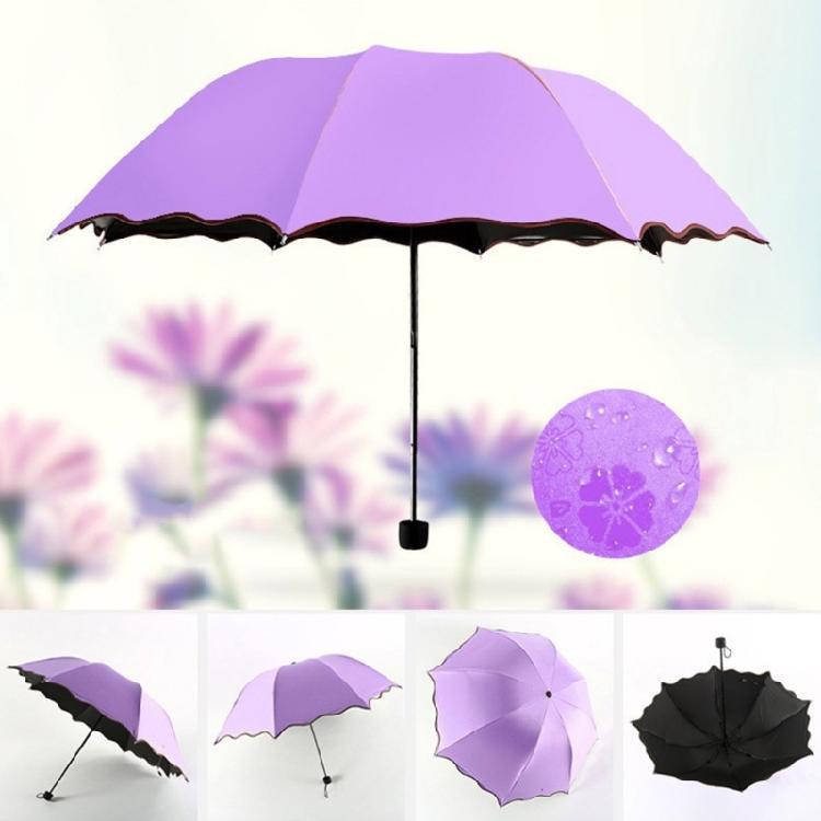 Blühender im Wasser Regenschirm 3-fach faltbare Sonnenschirme Tragbare Sonnenschirme für Reisen und Outdoor-Aktivitäten Damengeschenk