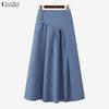 ZANZEA Dames Casual Elastische Taille Effen Kleur Losse Lange Rokken