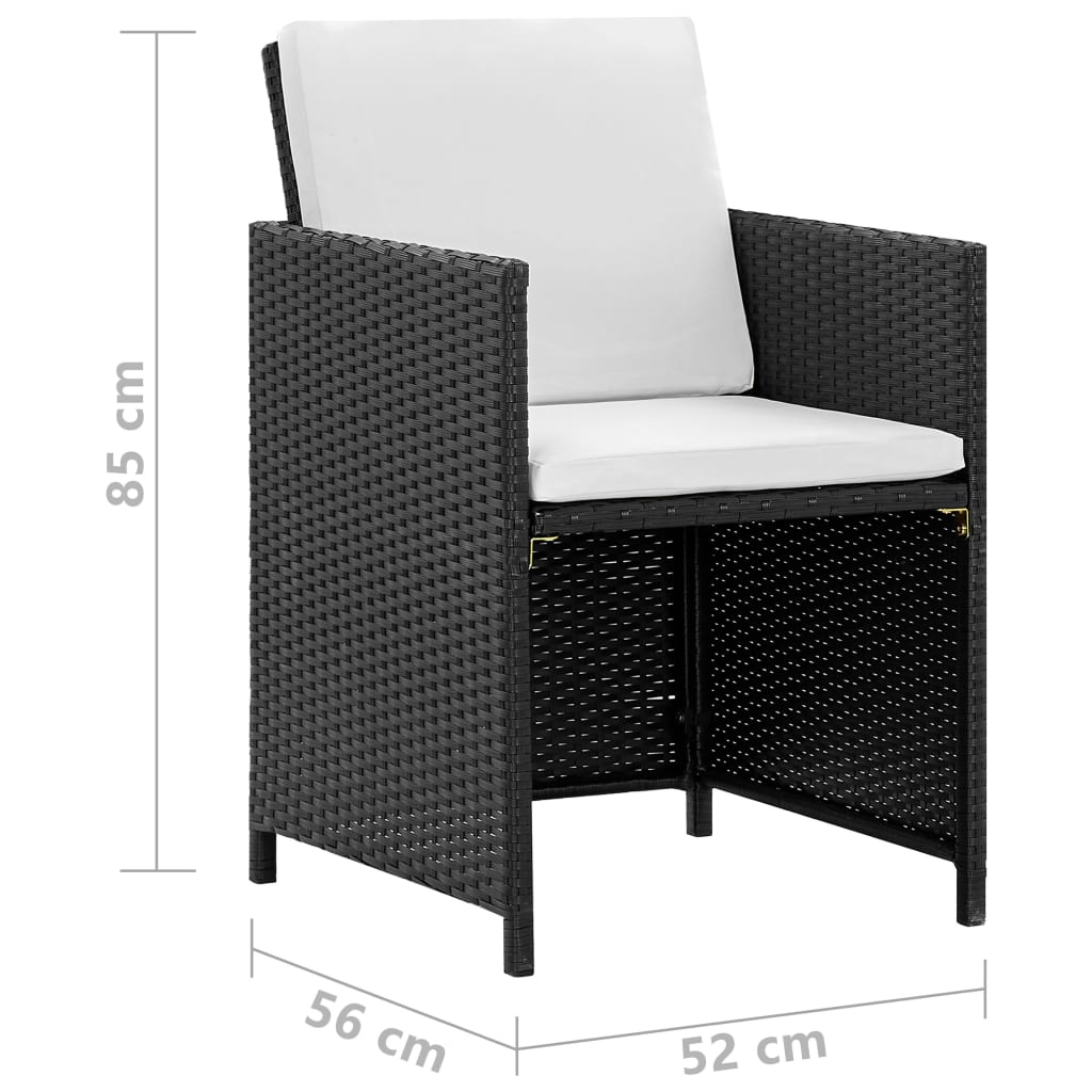 9 piece garden dining set with cushions poly rattan black
