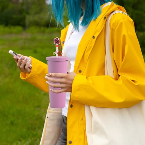 HOMMDECO Motivational Text Theme Straw Covers, Convenient Protective Silicone Tip Caps, Dustproof, Reusable, Cute Water Bottle Accessories, Decorative