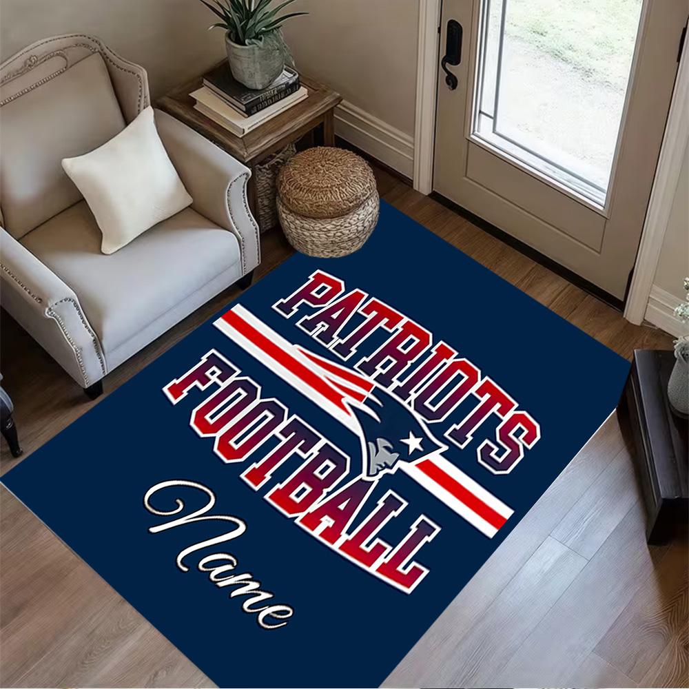 Patriots Football Customizable Name Floor Rug Office Rug Suitable for Dining Room Bedrooms Game Room Decorate Room Antislip Carpet Office Home Decor