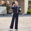 Spring 2025 Women's Fashion: Patchwork Jacket & Trousers Two-Piece Set with Tie
