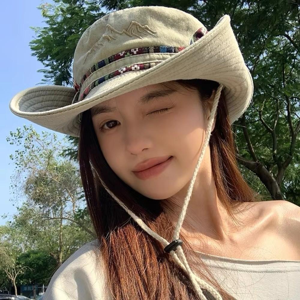 Wide Brim Fisherman Cap Sun Protection Sunshade Hat Fashion Cowboy Bucket Hat