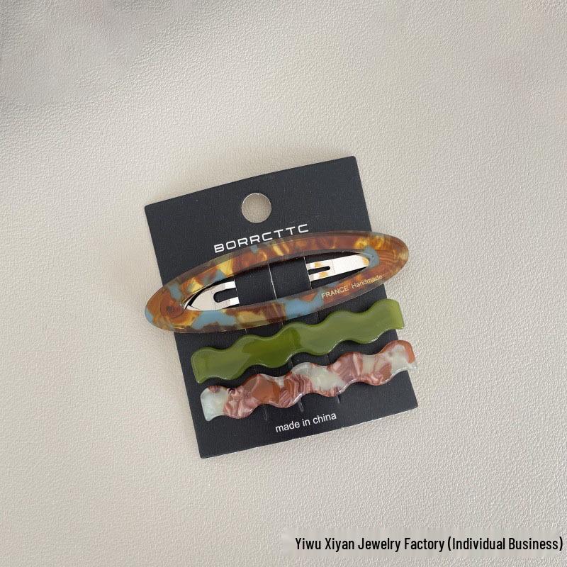2025 Vintage Acetate Hair Clip Set: 3 Retro BB Side Clips for Flyaways & Bangs