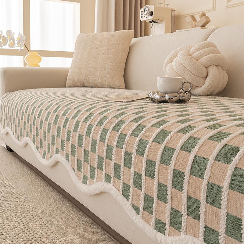 Irregular Sofa Cover Fabric New One-piece Fixed Anti Slip Straight Row Sofa Cushion Cover Anti Cat Scratch Autumn and Winter