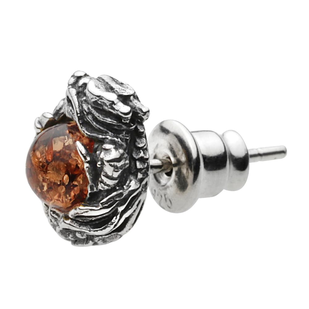 Dragon Stone Earrings Amber 925 Silver fe0156 [Figmart] [Silver Accessories]