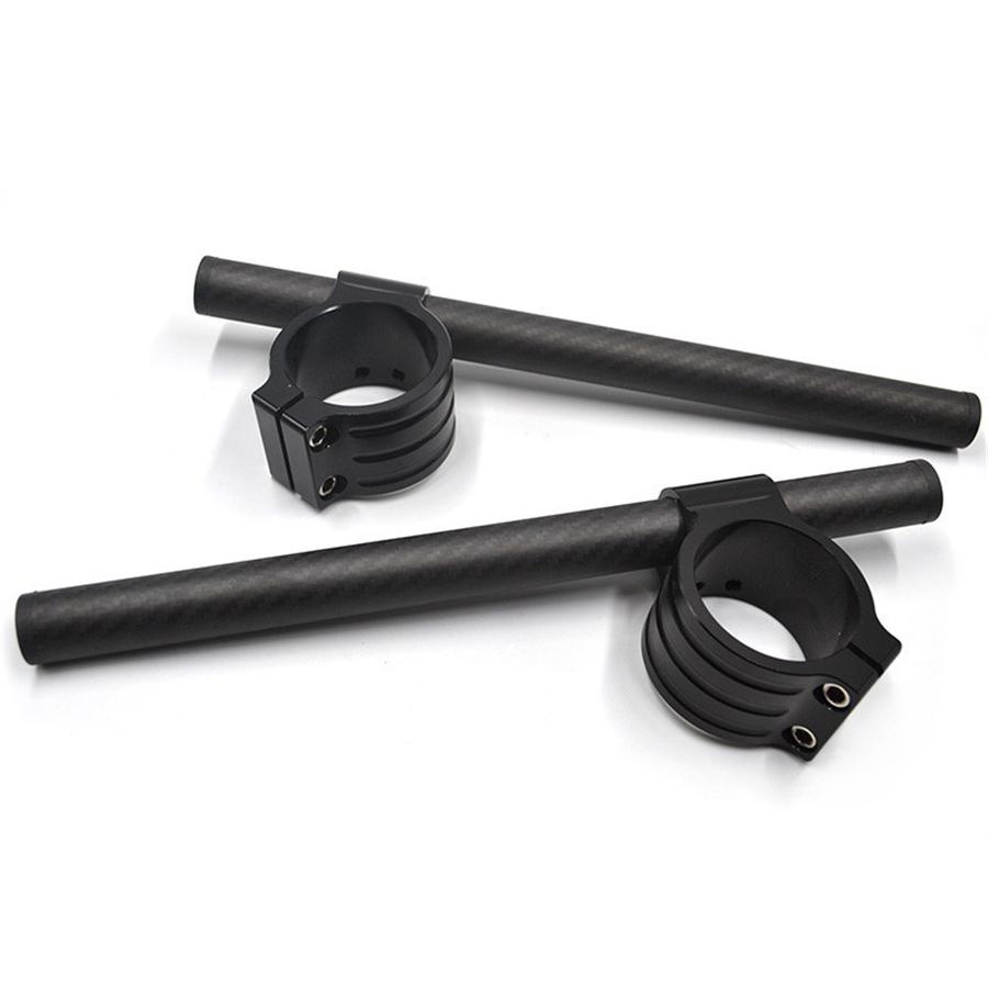 100% Real Carbon Fiber Clip-On Motorcycle 7/8" Handlebars 35mm Fork Tube For Cafe Racer Universal