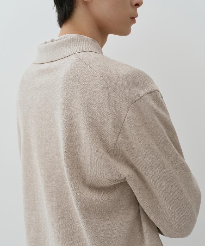 MUSINSA STANDARD Washable Supima Cotton Long Sleeve Knitted Polo Shirt [Oatmeal]