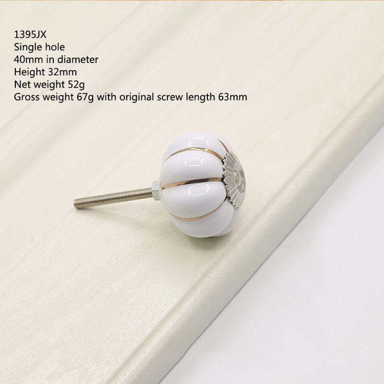 Color Ceramic Through Hole Pumpkin Handle Knobs Light Luxury Modern Minimalist Drawer Cabinet Wardrobe Cartoon Art Handle Knobs