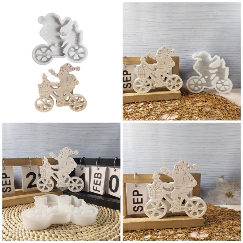 Flexible Silicone Mold Santa with Scooter Decoration Making Mould Temperature Resistant Mould for Christmas Ornament