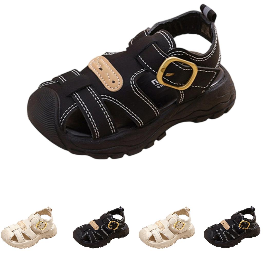 Kids Soft Sole Sandals Sport Style Open Toe Beach Shoes Adjustable Hook and Loop Closure Non Slip Lightweight Outdoor Footwear