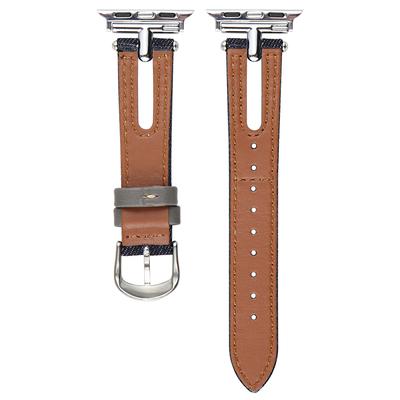 Denim+Leder Uhrenarmband für Apple Watch Serie 10 46mm/Ultra 2/Ultra 49mm/9 8 7 45mm/SE (2023) SE (2022) SE 6 5 4 44 mm/3 2 1 42 mm