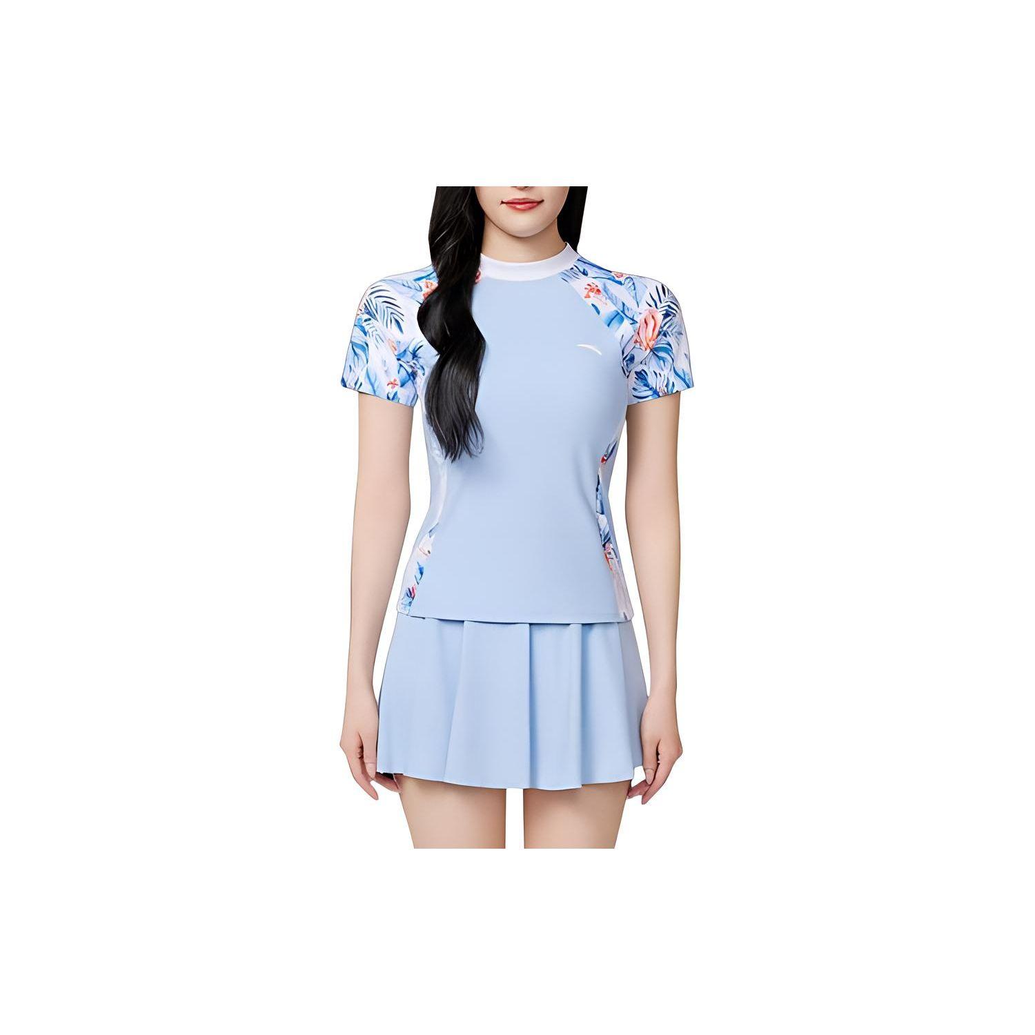 

Anta Printed Color Block Round Neck Pullover Short Sleeve Pleated Skirt Two-Piece Swimsuit Women swimsuit 1824532486-5 M