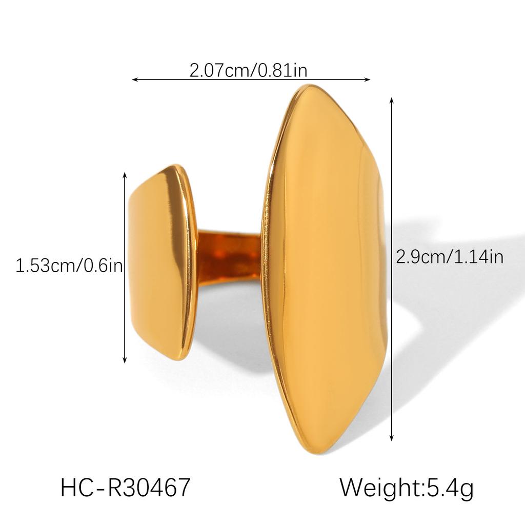 Stainless Steel Irregular Baroque Ring Fashionable Versatile Band 18K Gold Non-fading Titanium Steel Jewelry