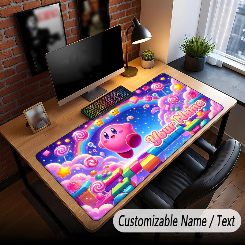 Custom Name Text Big Mouse Pad,Kirby Soft Non Slip Extended Desk Mat For Home Office