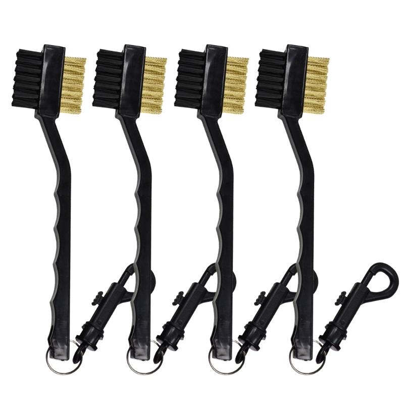 Golfs Club Brush Long Handle Double Sided Golfs Rod Grooves Cleaner Golfs Cleaning Brush Golfs Club Aids with Carabiner