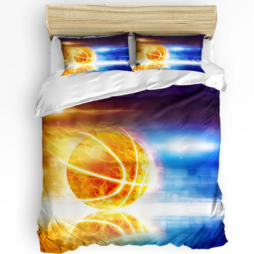Basketball Silhouette Sports Bedding Set 3pcs Duvet Cover Pillowcase Kids Adult Quilt Cover Double Bed Set Home Textile