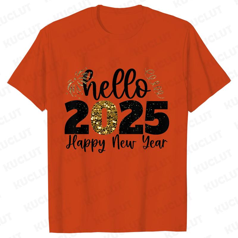 Happy New Year Shirt Please Wait 2025 Loading T-shirts Short Sleeve O-neck T-shirts Fashion Casual Tshirts Short Sleeve Tees