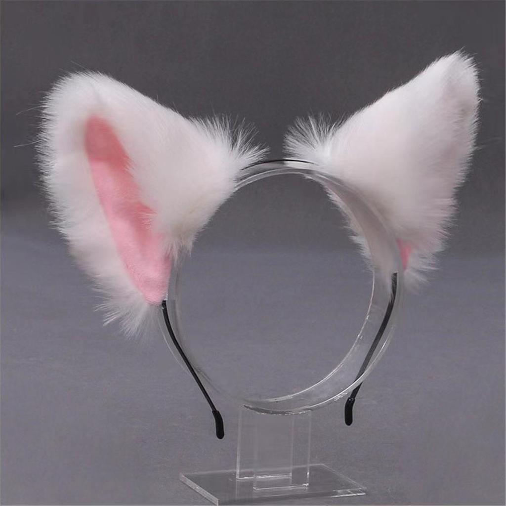 Diadema y pinzas con orejas de animales: Gato, zorro, perro lobo con cascabeles: accesorios para el cabello de cosplay para mujeres.