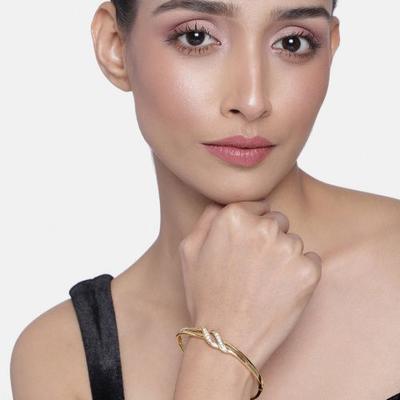 Women's Double Line Wrap Cuff Bracelet Gold & Silver Plated