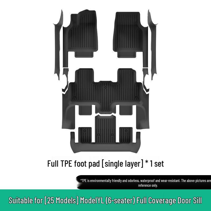 Tesla Model YL TPE Floor Mats with Full Coverage & Threshold Protection