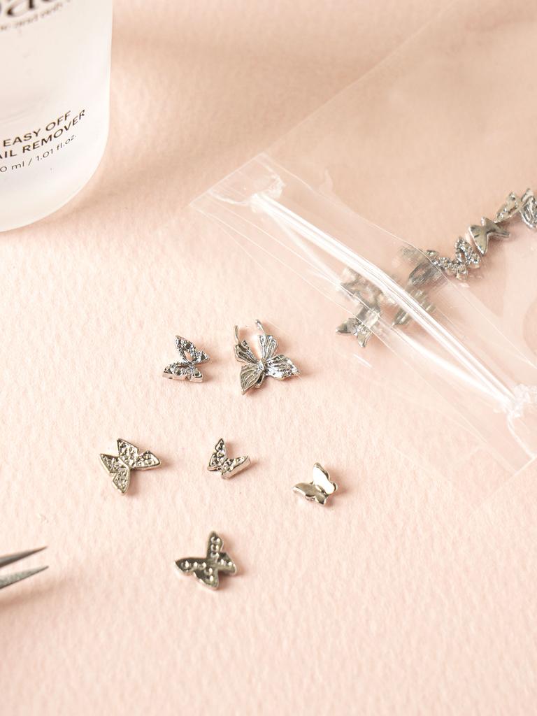 Silver Butterfly Nail Art Charms (15 Pcs Set)