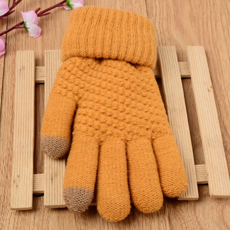 Touchscreen Gloves Winter Couples Fleece Lined Thick Knitted Anti-Slip Riding Fingerless Thermal Warm Gloves