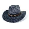 Outono e inverno novo chapéu de cowboy western acessórios retrô de cabeça de touro chapéu de coco com estampa de leopardo moda masculina e feminina chapéu de jazz de aba larga