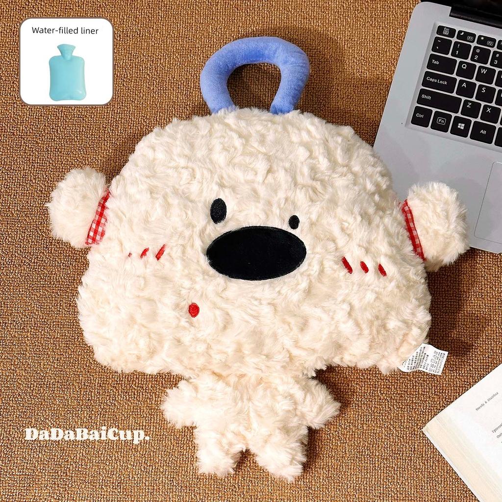 Hot Water Bottle 2025 New Model, Rechargeable, Explosion-Proof, Thickened, Cute Dog Plush, Water-Filled, Can Be Inserted Into Hands