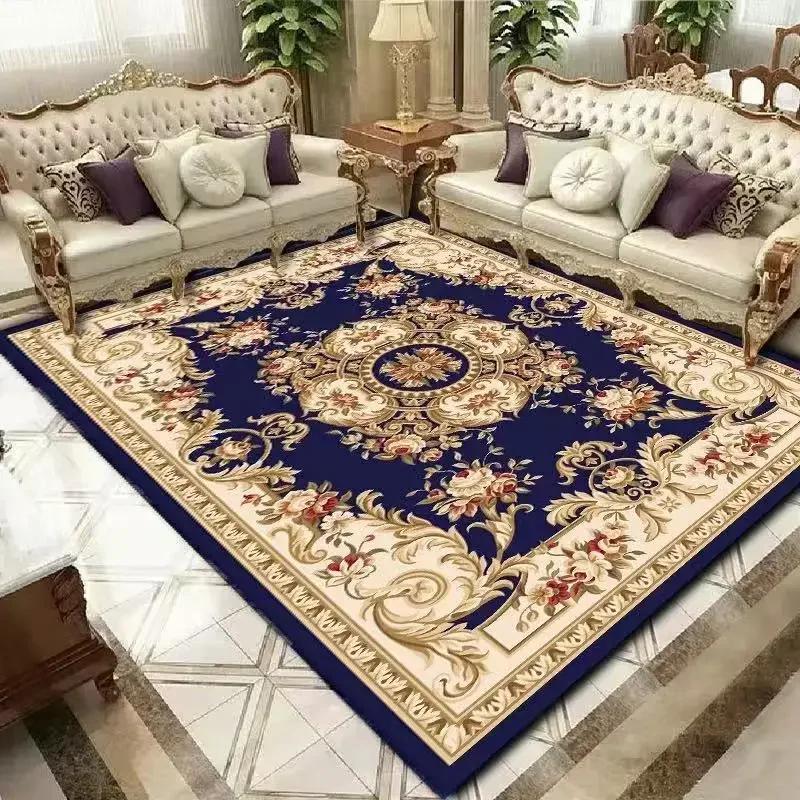 European Style Home Decoration Rugs Living Room Retro Flower Carpet Hall Sofa Large Area Rug Non-slip Room Doorway Soft Foot Mat