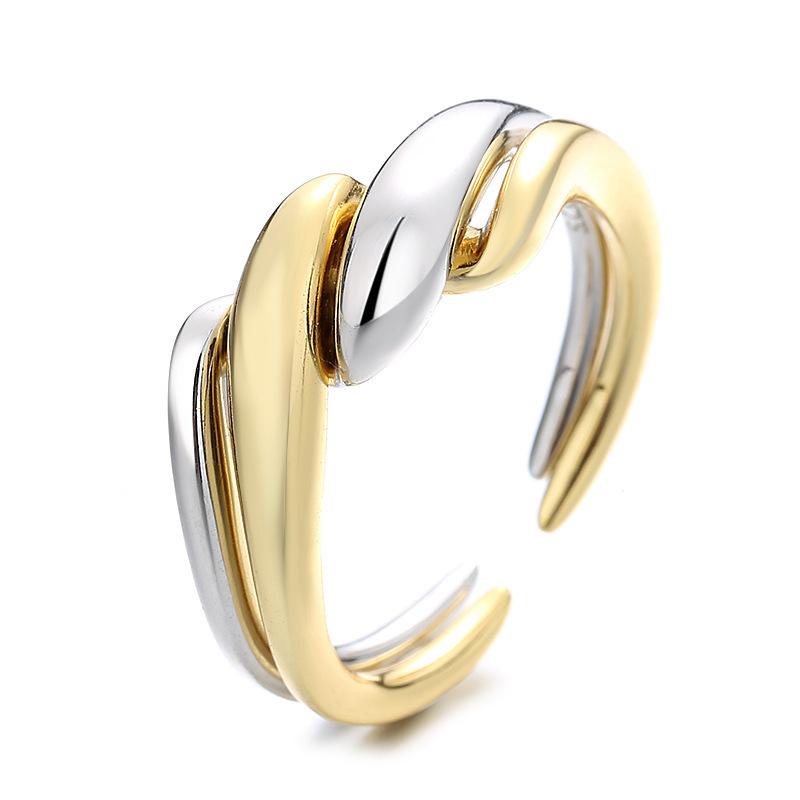 Korean version of fashion personalized color matching rough twist ring twisting geometric stacking wearing punk open ring adjustable open ring