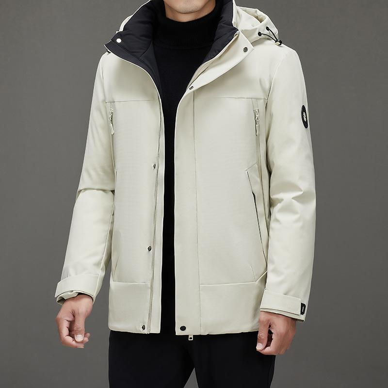 

Осенне-зимняя съемная шапка на утином пуху, теплая, деловая, утолщенная, молодежная, для отдыха на открытом воздухе, холодная куртка 170 белый