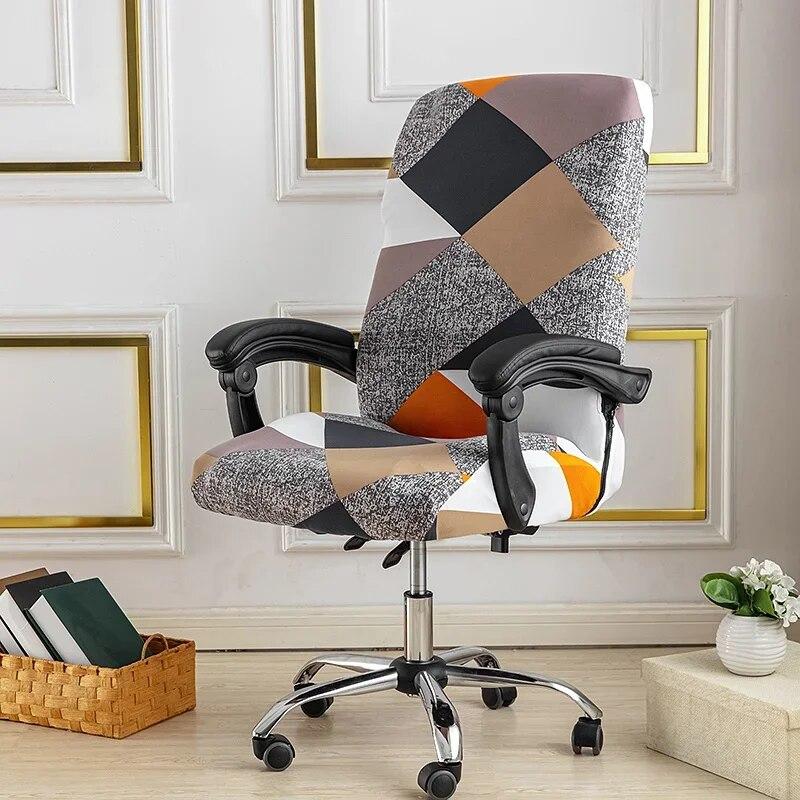 Blommig dator Kontorsstolsöverdrag Elastiskt roterande spelfåtöljöverdrag Stretch Skrivbord Säte Slipcover Funda para Silla de oficina