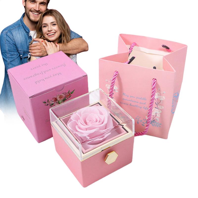 Rose Ring Box Everlasting Flower Case Multifunctional Luxury Preserved Rose Ring Box for Wedding Proposal Ceremony Valentine's