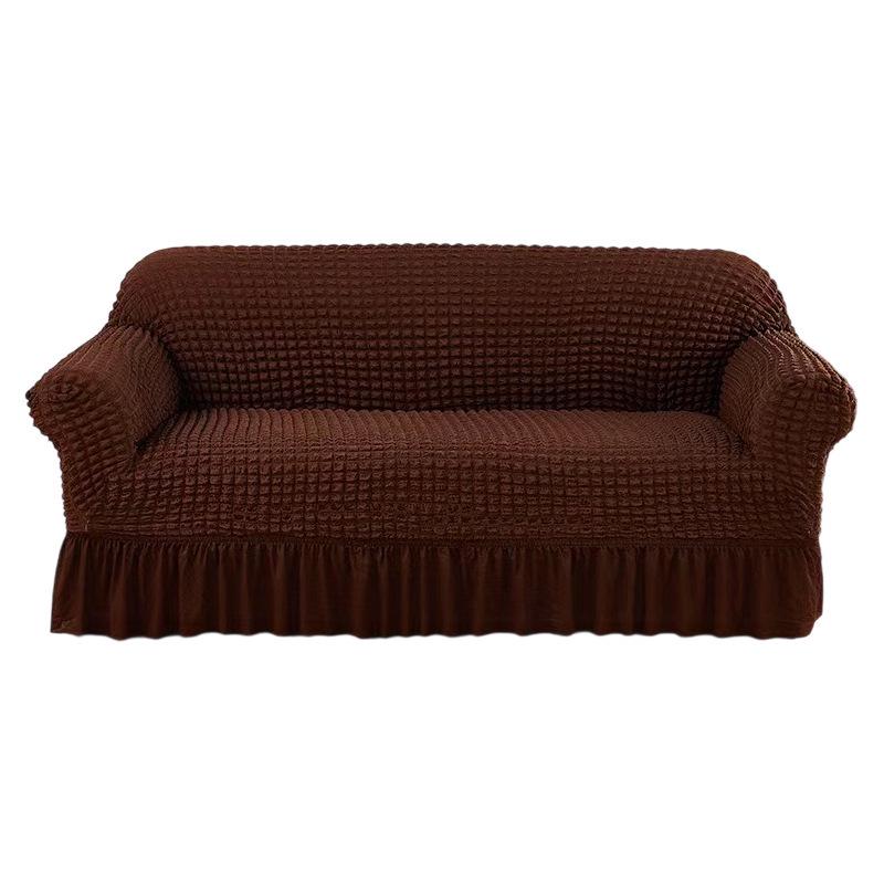 European Style Floral Elastic Sofa Cover - Two-Color Bubble Gauze, Full Dustproof Stretch Skirt Design