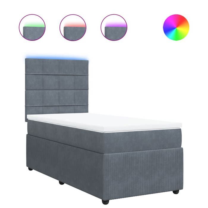 VidaXL Sommier à lattes de lit et matelas Gris foncé 80x200 cm Velours 3294491