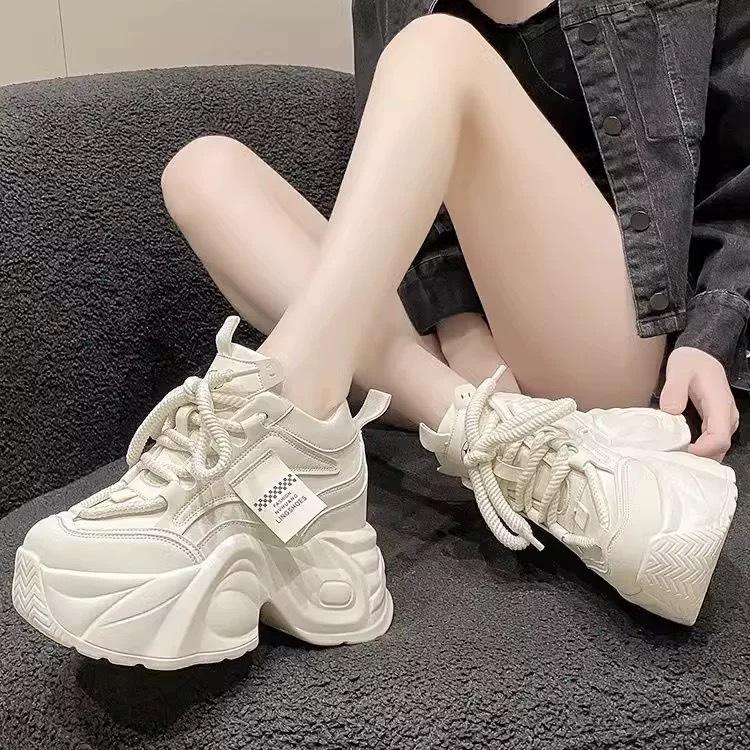 Fashion New Autumn Breathable Women Casual Shoes Fashion High Heels Women Wedges Heels Sneakers Thick Sole Trainers Platform Shoes