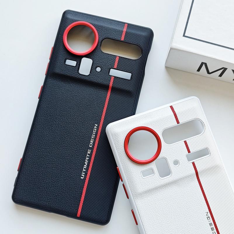 Metal Lens Ring Raised Faux Leather Back Phone Case For ZTE Nubia Z80 Ultra ZTE Z70s Z70 Ultra RedMagic 11 Pro Protect Cover
