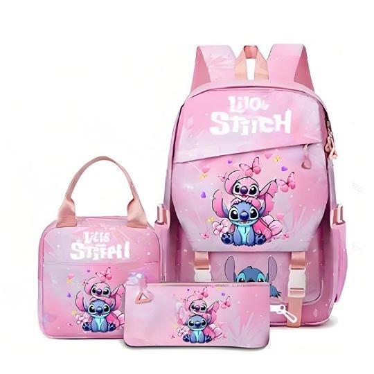 Student Schoolbag Three-Piece Large-Capacity Backpack Lunch Bag Pencil Case Diy Three-piece set белый