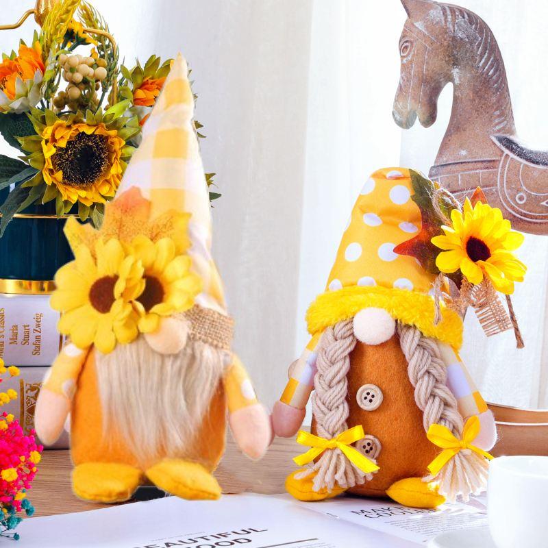 Herbst Sonnenblumen Paar Rentier Puppen Minimalistische Dekorative Plüschfiguren Für Raumdekoration