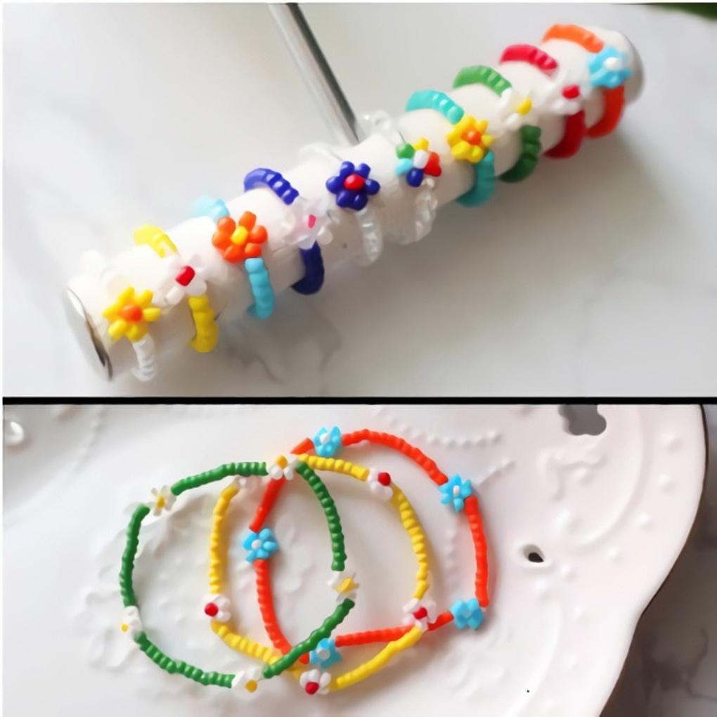 

Simple Ball Chain Daily Flower Ring Bracelet Cute Flower Red-White Flower-Ring