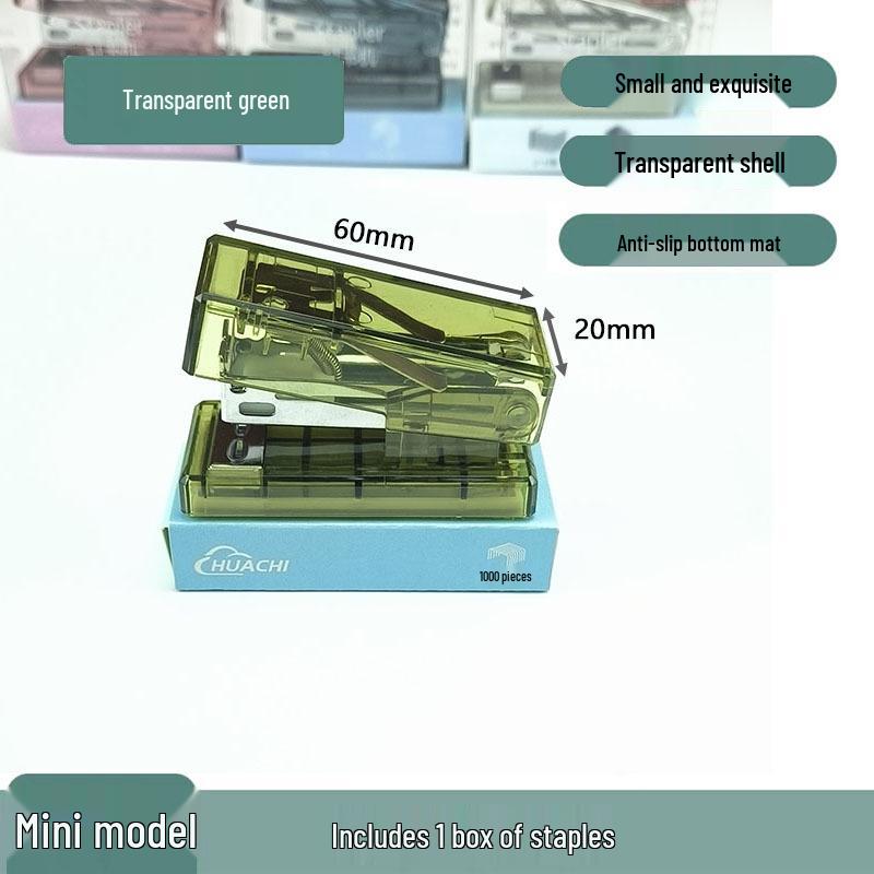 Clear Mini Stapler - Cute Macaron Solid Color Stapler for Students