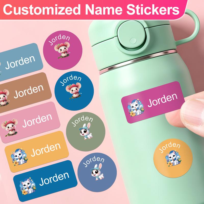 Personalized Name Labels-Cartoon Animal Custom Stickersfun Design For School Itemsmugs And Personal Things