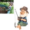 Gnomo da pesca seduto, divertente, resistente ai raggi UV, in resina, decorativo, per esterni, giardino, prato, gnomo, statua, decorazione da giardino
