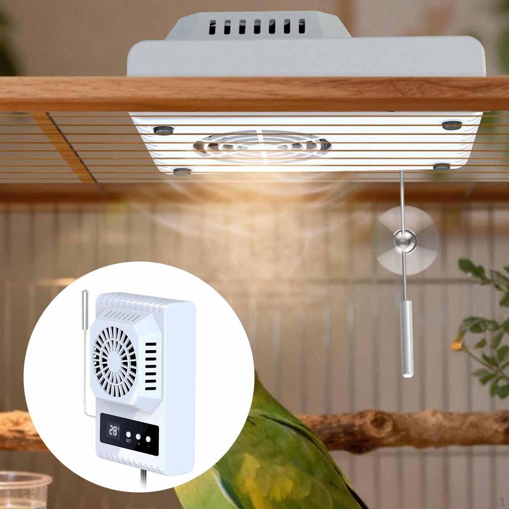 Reptilien Ventilator Thermometer für Papageien Gehege Box Bartagame Schwarz