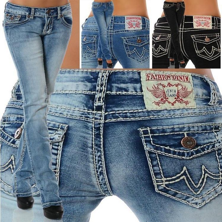 Women Fashion Denim Jeans Long Pants Trousers S светло-синий