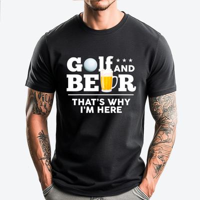 Golf and Beer Joke Dad Funny Fathers Day Drinking Birthday Red And Black Graphic T Shirt Anime Valentines Day